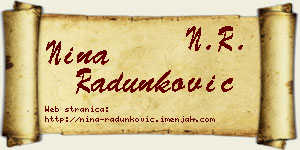 Nina Radunković vizit kartica